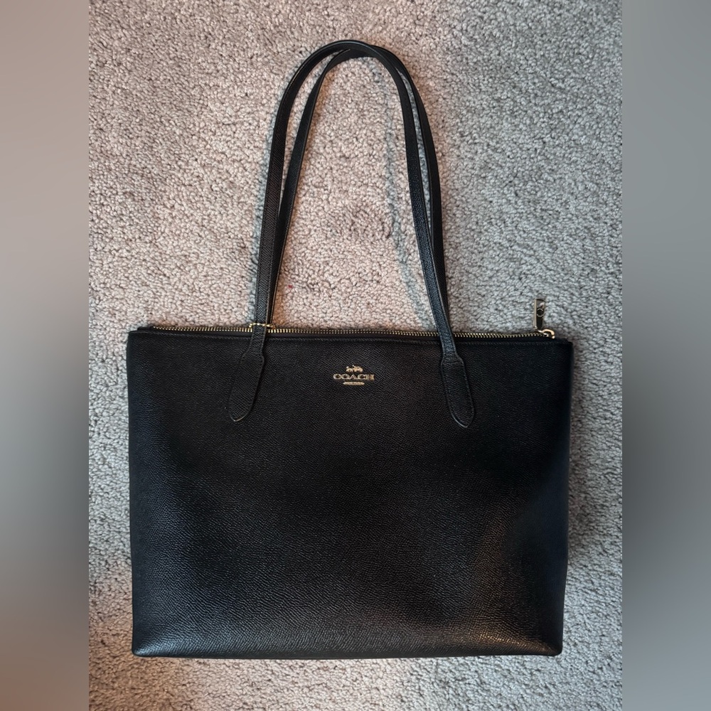 Coach Black Tote with Gold Accents